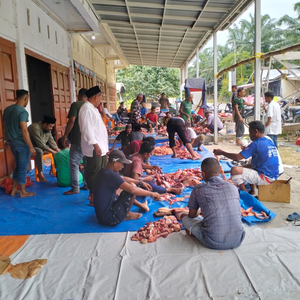  Kebersamaan warga Gampong Kulu dalam Penyembelihan dan Pembagian daging Qurban.
